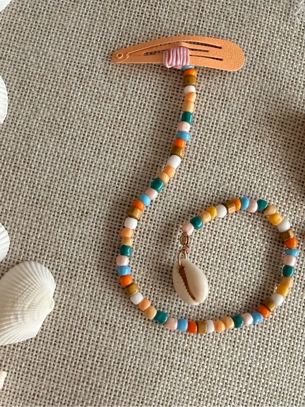 Handmade beaded beach mermaid hair extension clip barrette summer in Seychelles